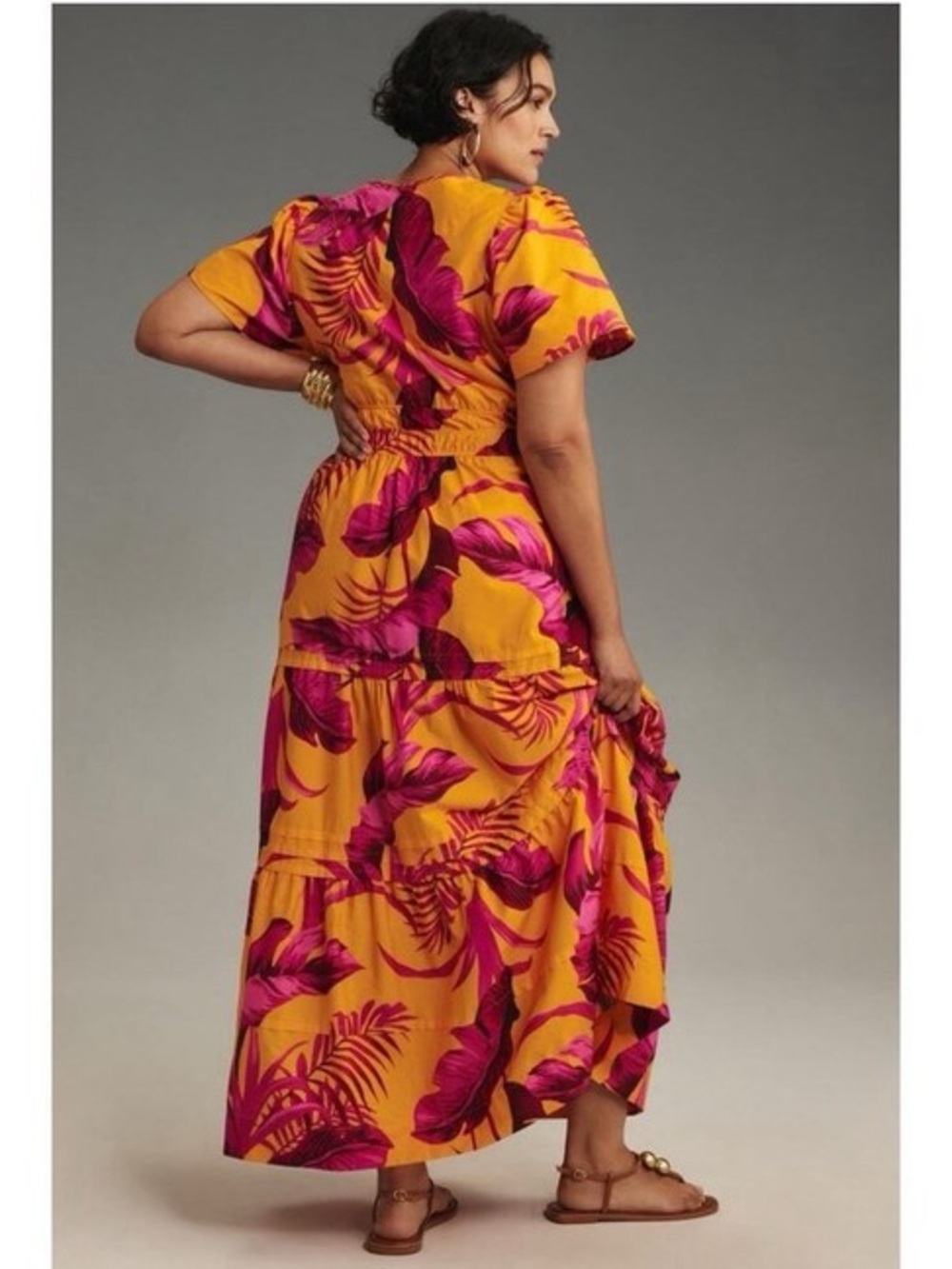 Anthropologie The Somerset Orange floral maxi dress M - Picture 5 of 10